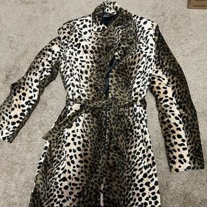 Animal print trench coat